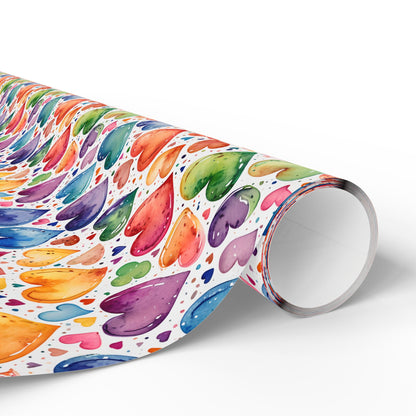 Vibrant Multicolor Heart Wrapping Paper