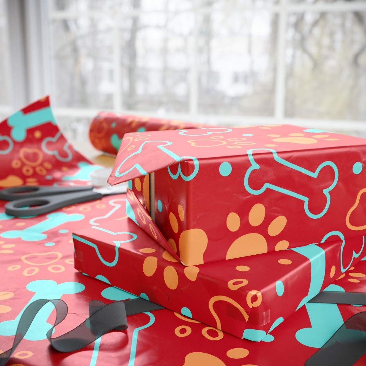Fetchingly Fun Dog Bone Gift Wrap in Vibrant Red