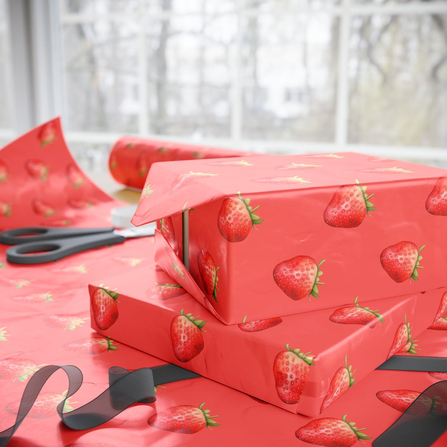 Red Strawberry Wrapping Paper