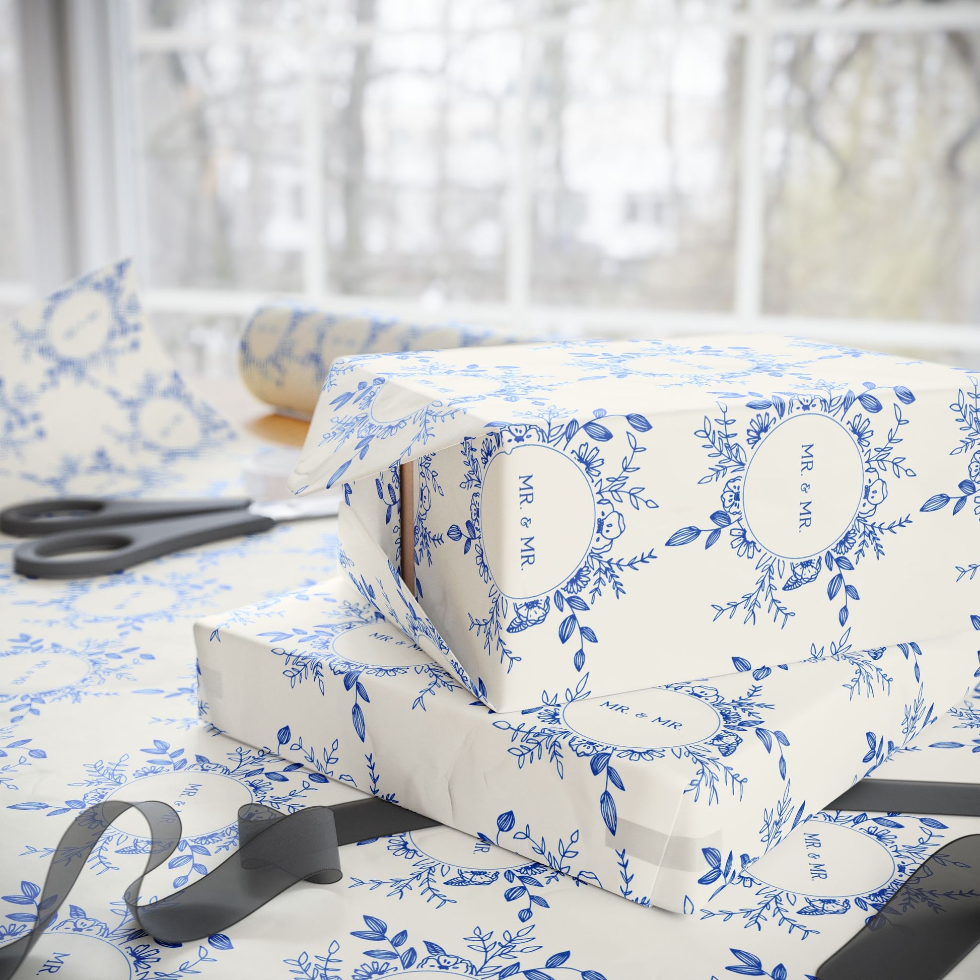 Mr. & Mr. Blue Gift Wrapping Paper