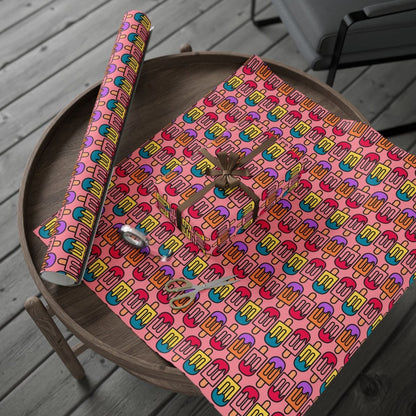 Colorful Pink Ice Cream Wrapping Paper