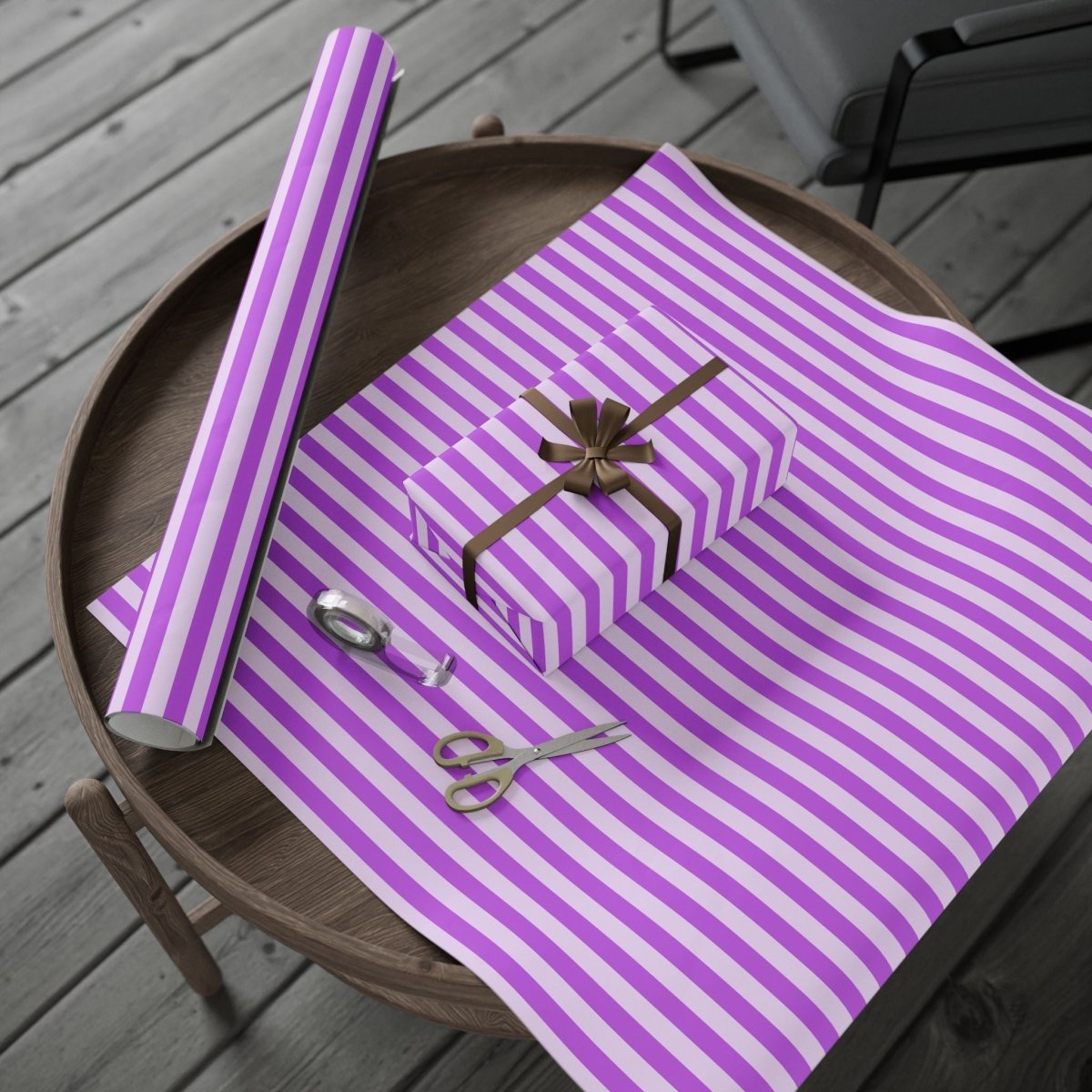 Chic Purple Stripes – Elegant Wrap for Birthdays, Holidays & More