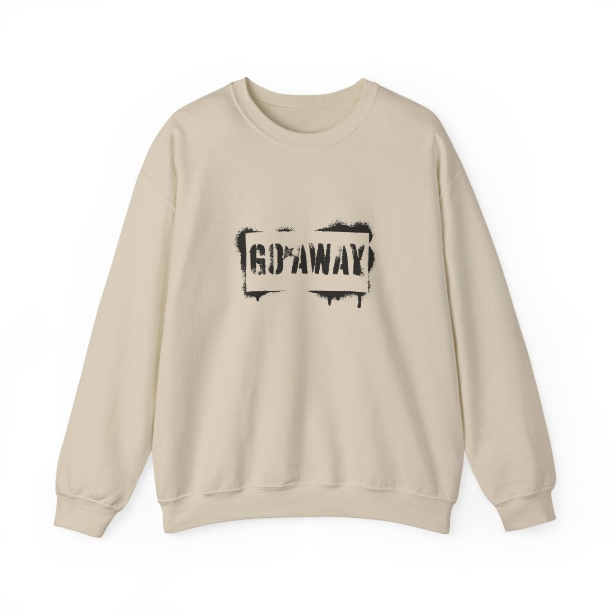 Crewneck Sweatshirt - 'Go Away' Stencil Graphic Cozy Pullover