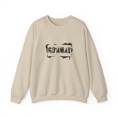 Crewneck Sweatshirt - 'Go Away' Stencil Graphic Cozy Pullover