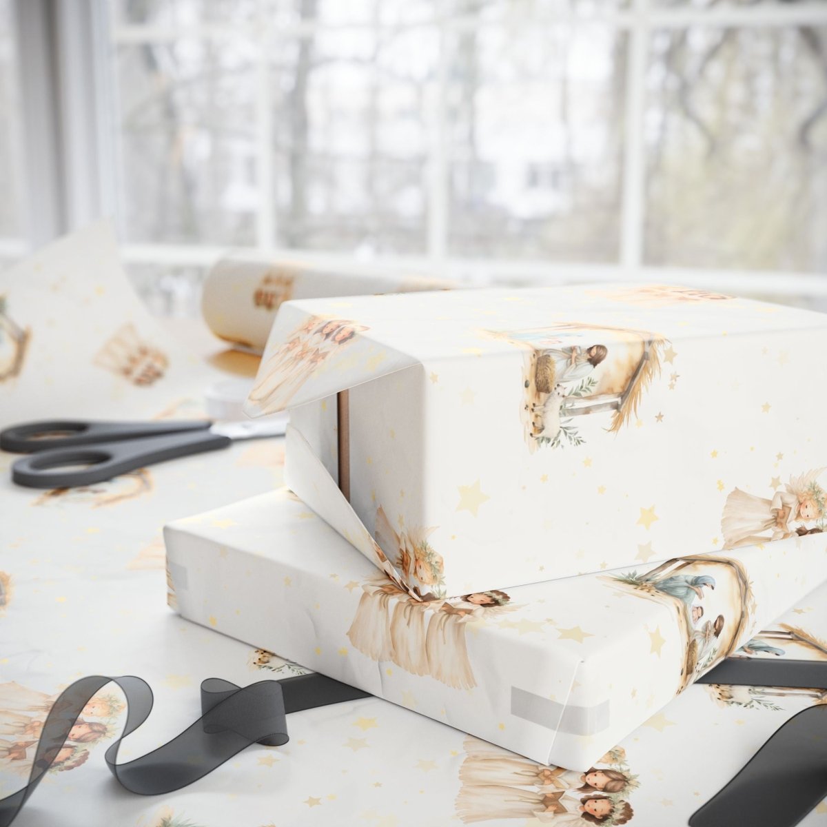 Silent Night & Starlight – Nativity Wrapping Paper