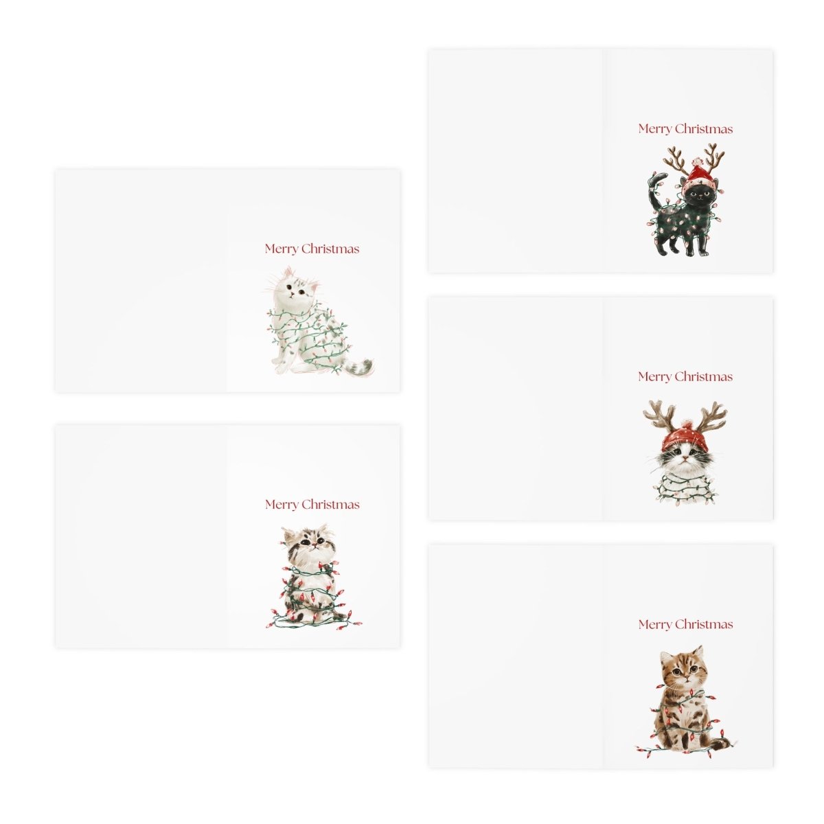 Christmas Light Kitten Greeting Cards (25-Pack)