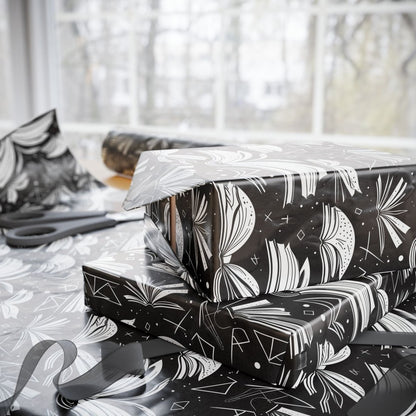 Booked & Bewitched – Black & White Literary Wrapping Paper