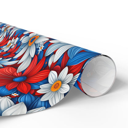 Red White Blue Daisy Floral Design
