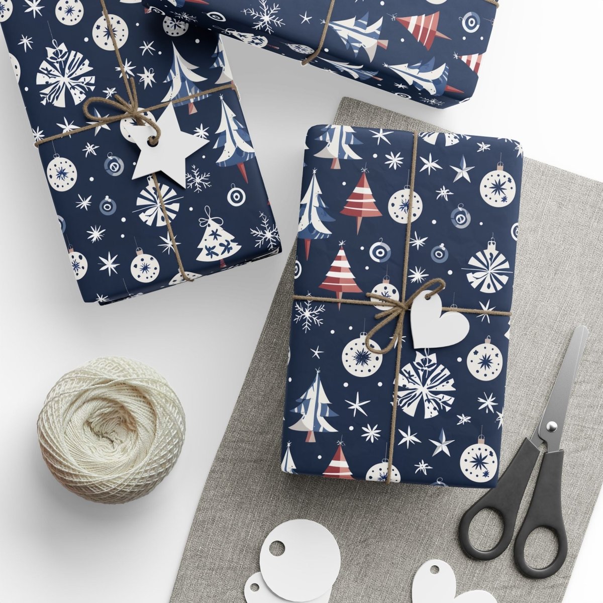 Stylish Navy Christmas Gift Wrap