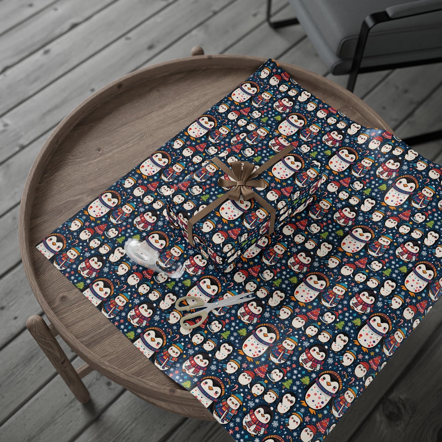 Waddle Wonderland – Cozy Penguins in Holiday Sweaters Wrapping Paper