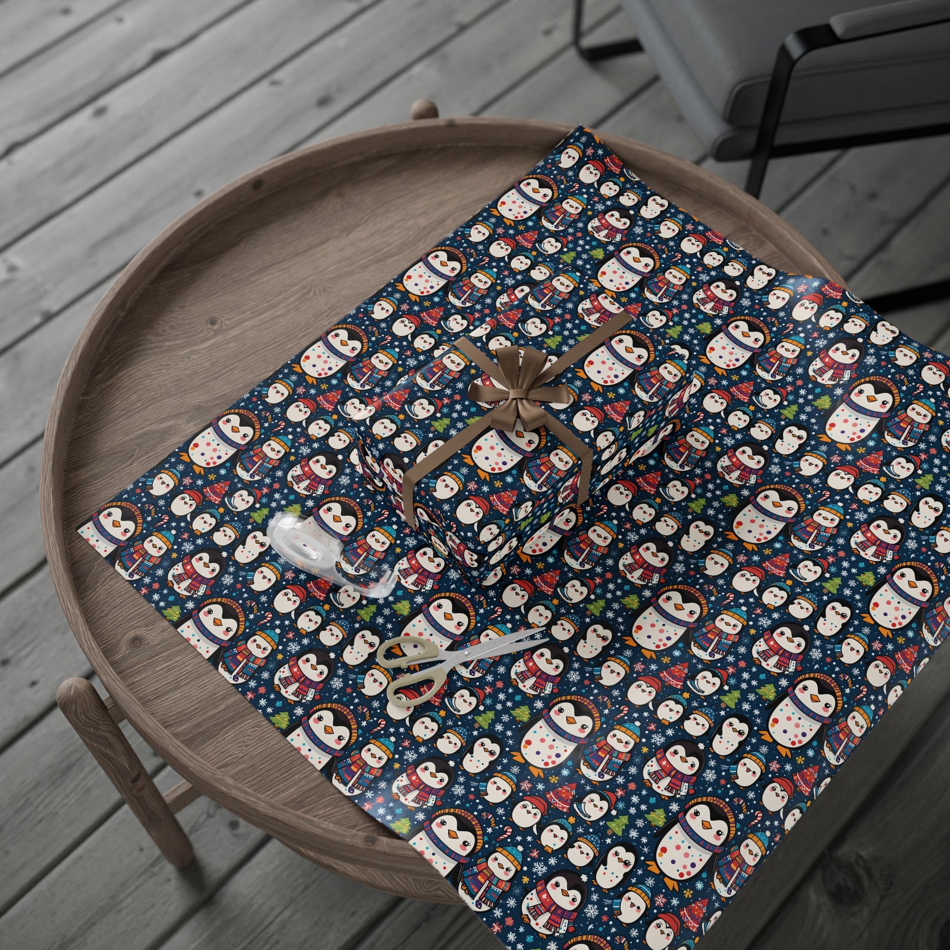 Waddle Wonderland – Cozy Penguins in Holiday Sweaters Wrapping Paper