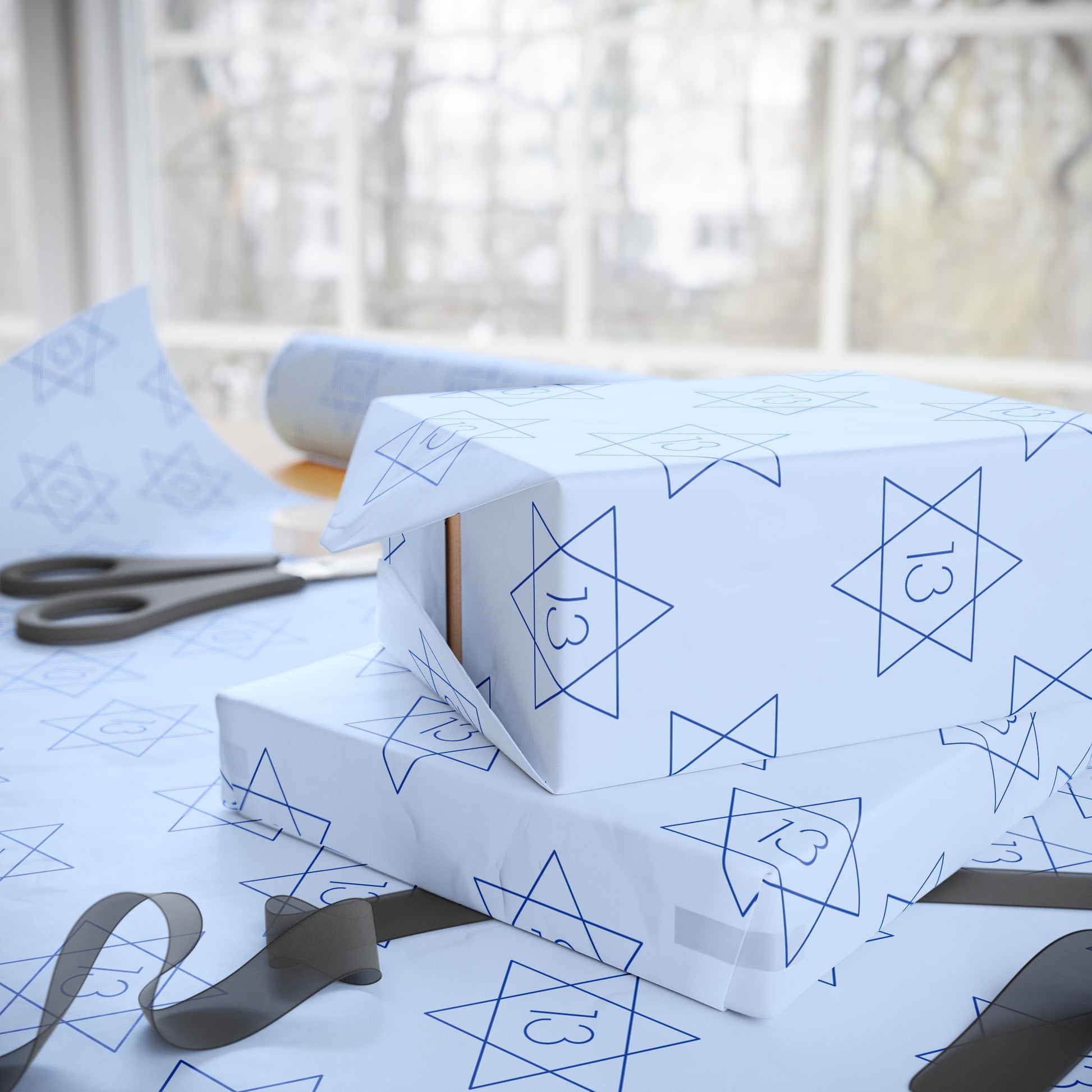 Charming Blue Star Wrapping Paper