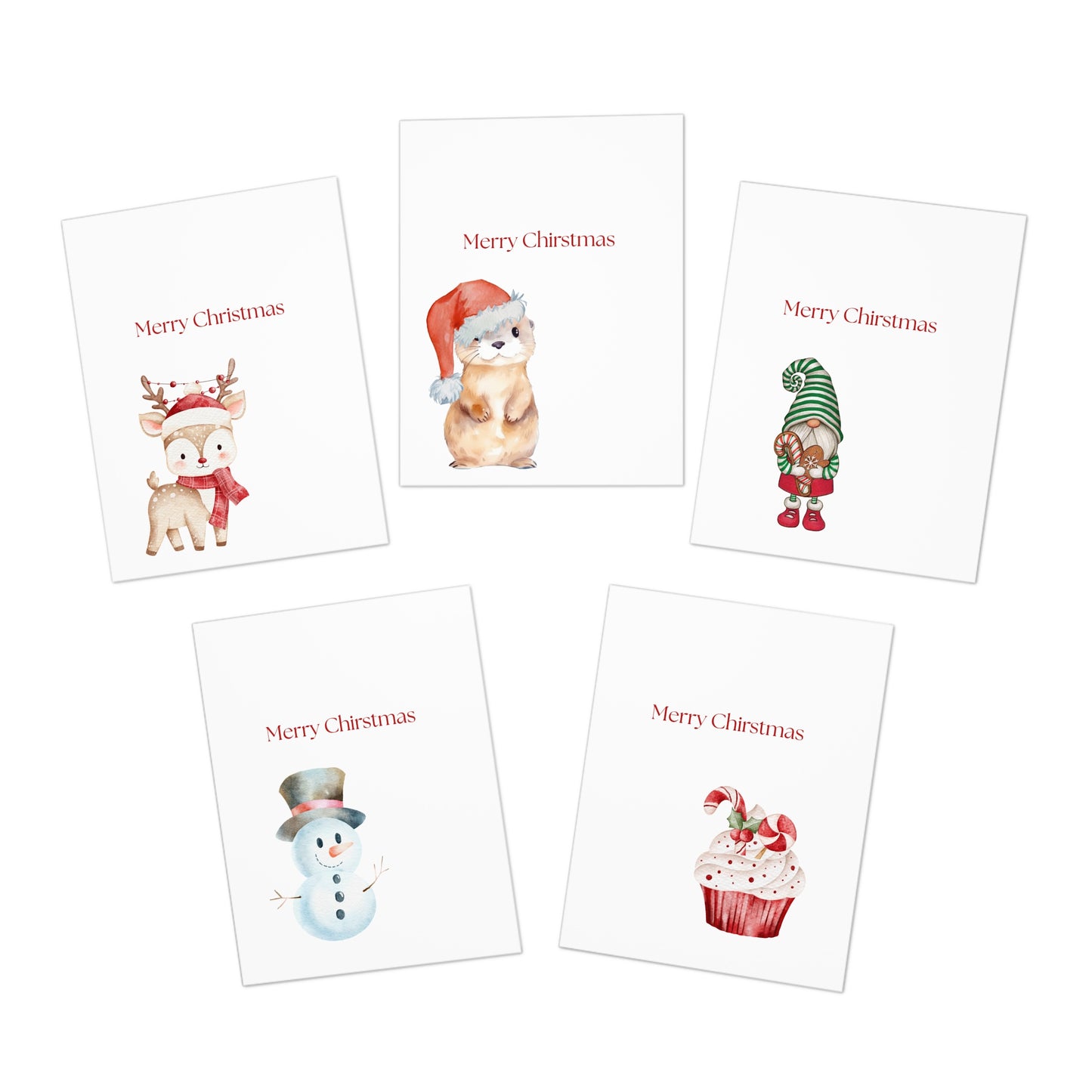 Funny Christmas Greeting Card Pack | Set of 5 Holiday Cards | Cute & Cheeky Christmas Cards