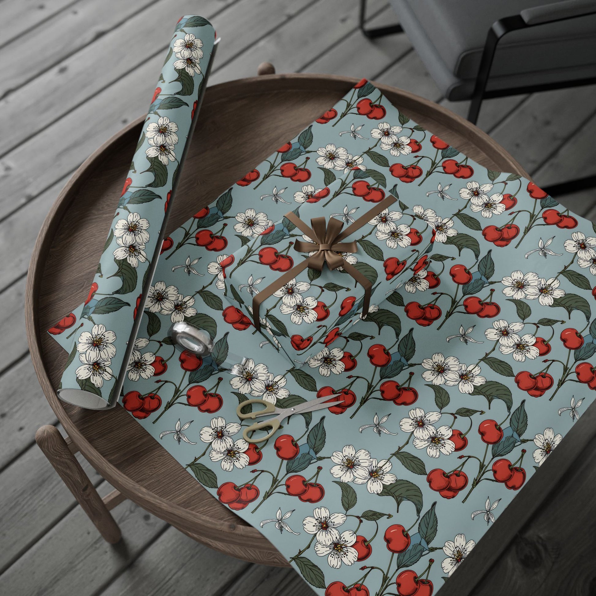 Chic Vintage Gift Wrapping Papers with Cherry Blossoms