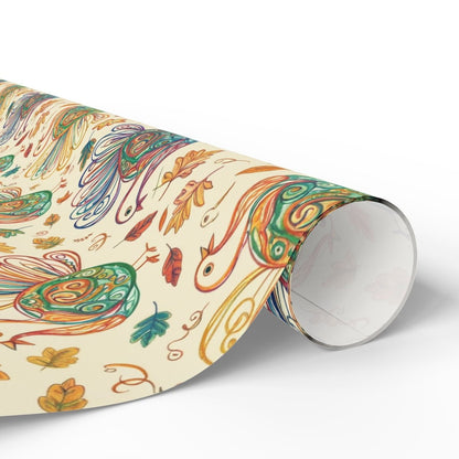 Gobble Glow & Autumn Swirls – Whimsical Turkey Wrapping Paper