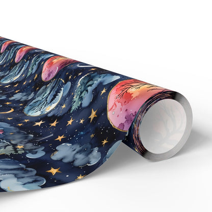 Cosmic Galaxy Wrapping Paper, Astronomical Gift Wrap, Solar System Party Decor, Space Birthday Wrap, Unique Holiday Gift Wrap