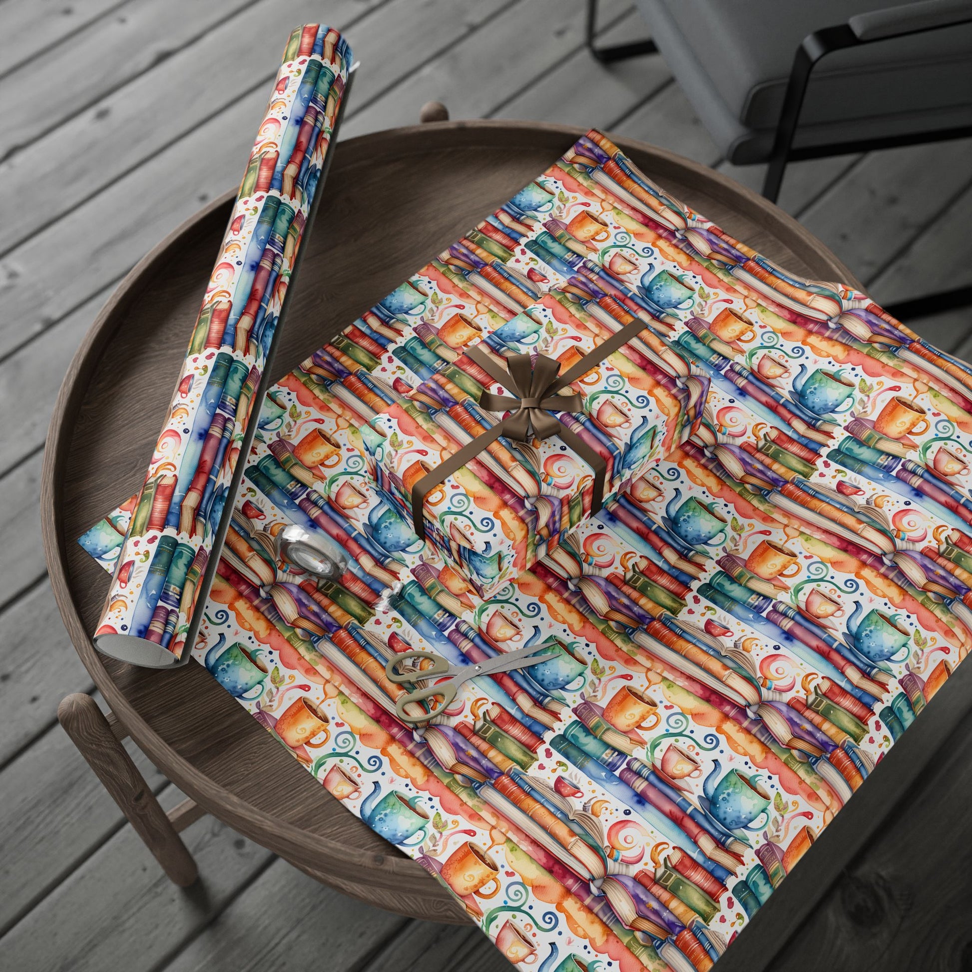 Book Lovers Orange Wrapping Paper