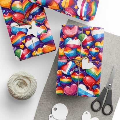 Colorful LGBTQ Heart Wrapping Paper