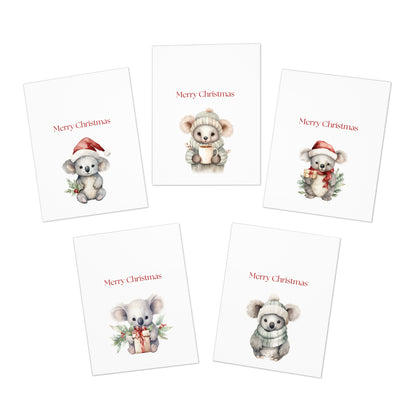Cute Koala Christmas Cards| Merry Christmas Greeting Cards– 25 Pack | Blank Inside