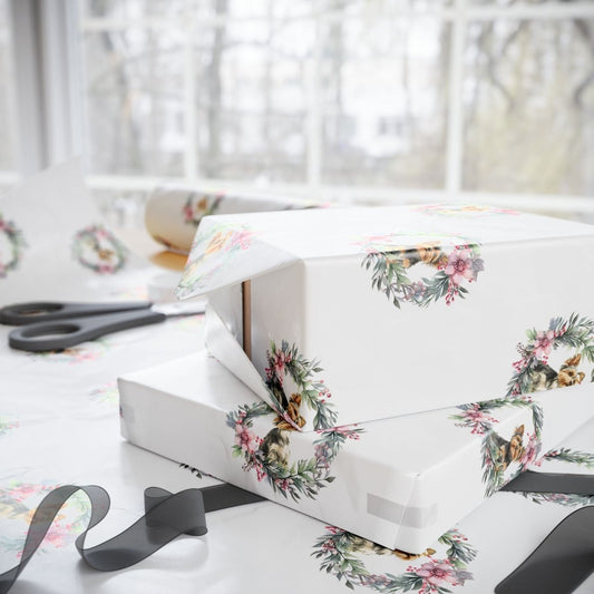 Paw-liday Wreaths & Wags – Yorkie Christmas Wrapping Paper