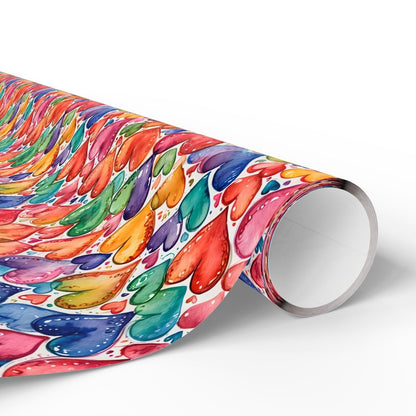 Vibrant Multicolor Heart Wrapping Paper Roll