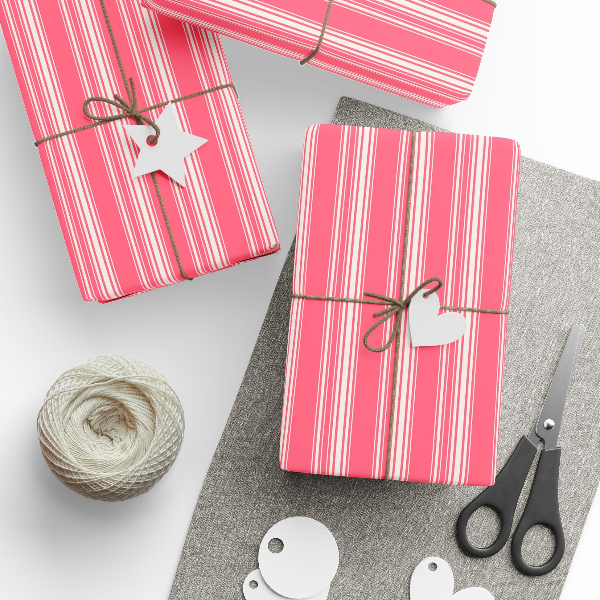Chic Pink Striped Wrapping Paper