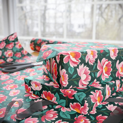 Pink & Green Floral Gift Wrapping Paper