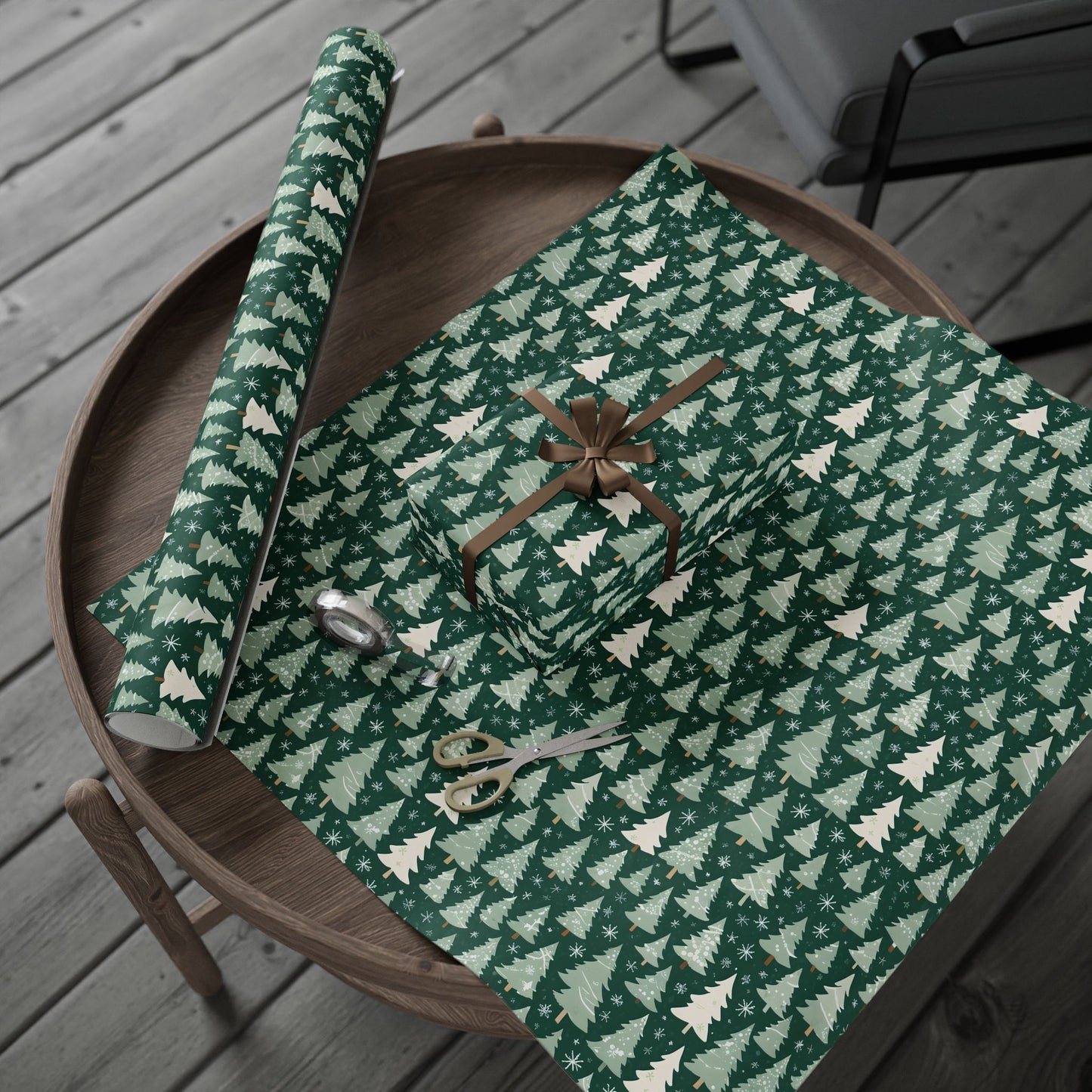 Evergleam Dreams – Snow-Dusted Pine Forest Wrapping Paper