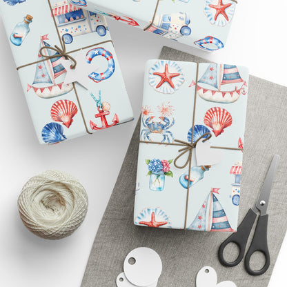 4th of July Nautical Beach Wrapping Paper