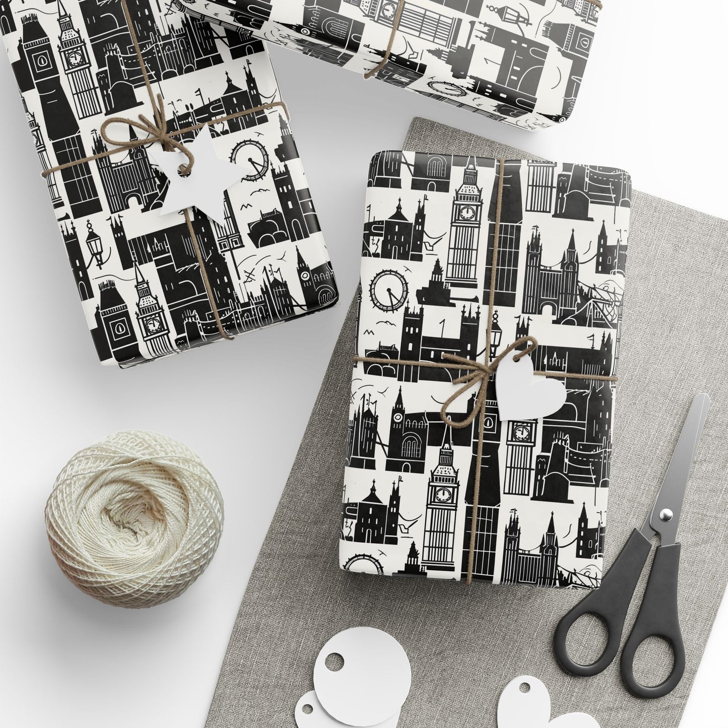Chic Black & White Cityscape Wrapping Paper