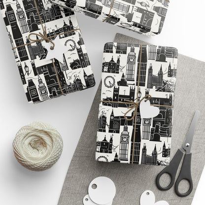 Chic Black & White Cityscape Wrapping Paper