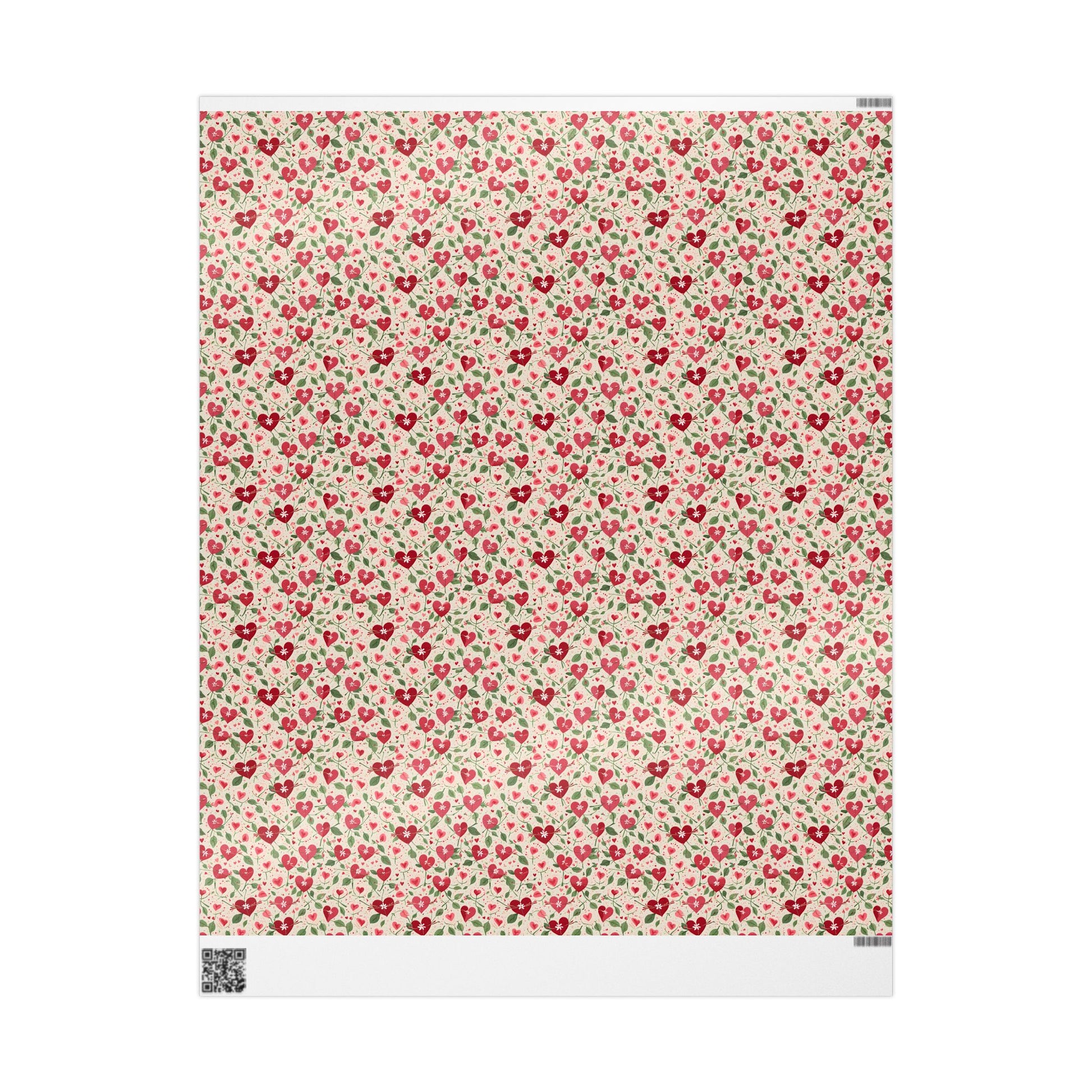 Orange Floral & Heart Wrapping Paper