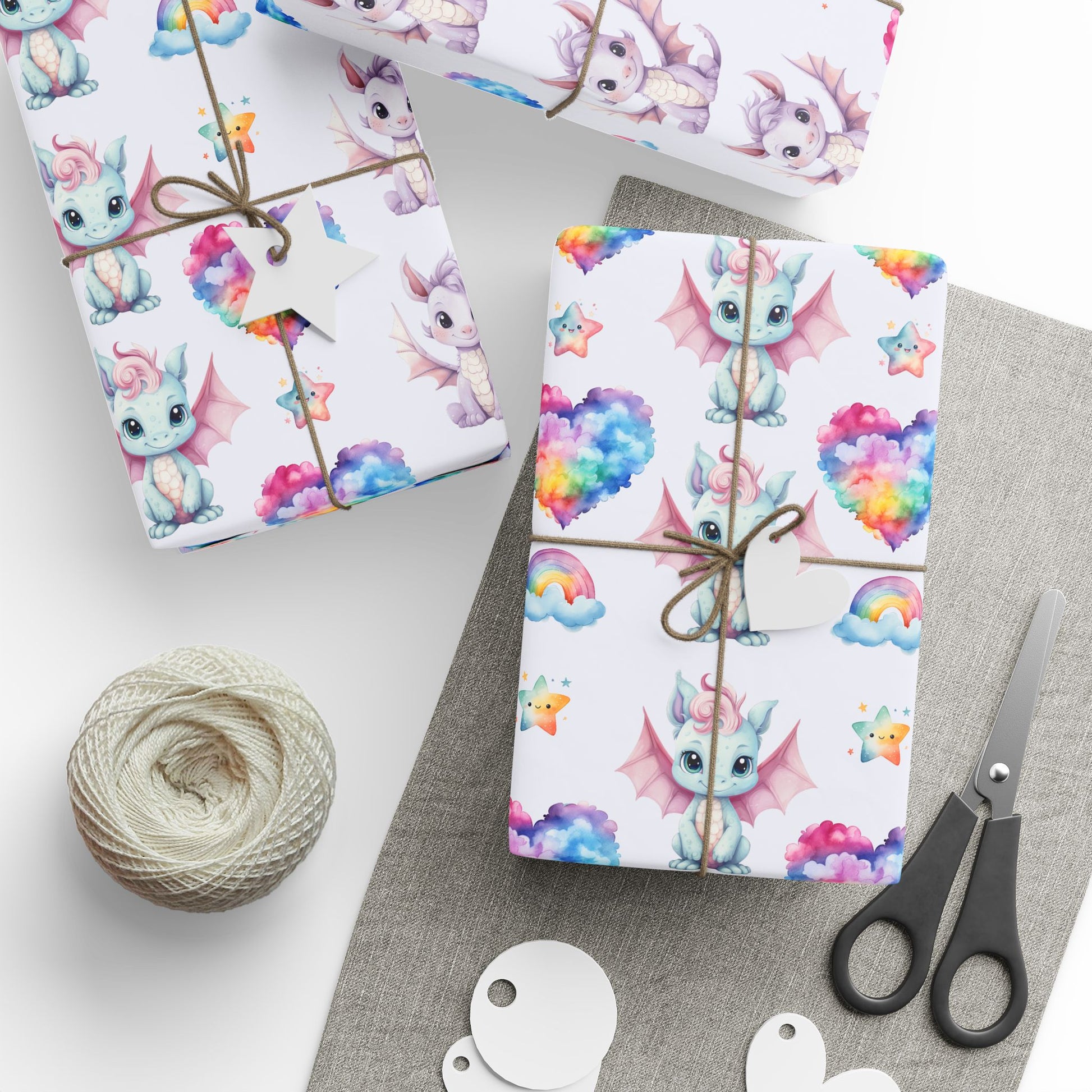 Baby Dragon cute purple gift wrap for birthdays