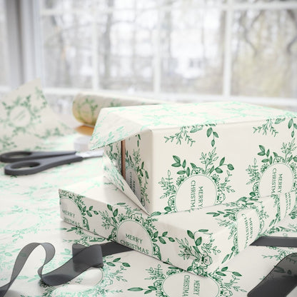 Evergreen Wreaths – Green Botanical Christmas Wrapping Paper