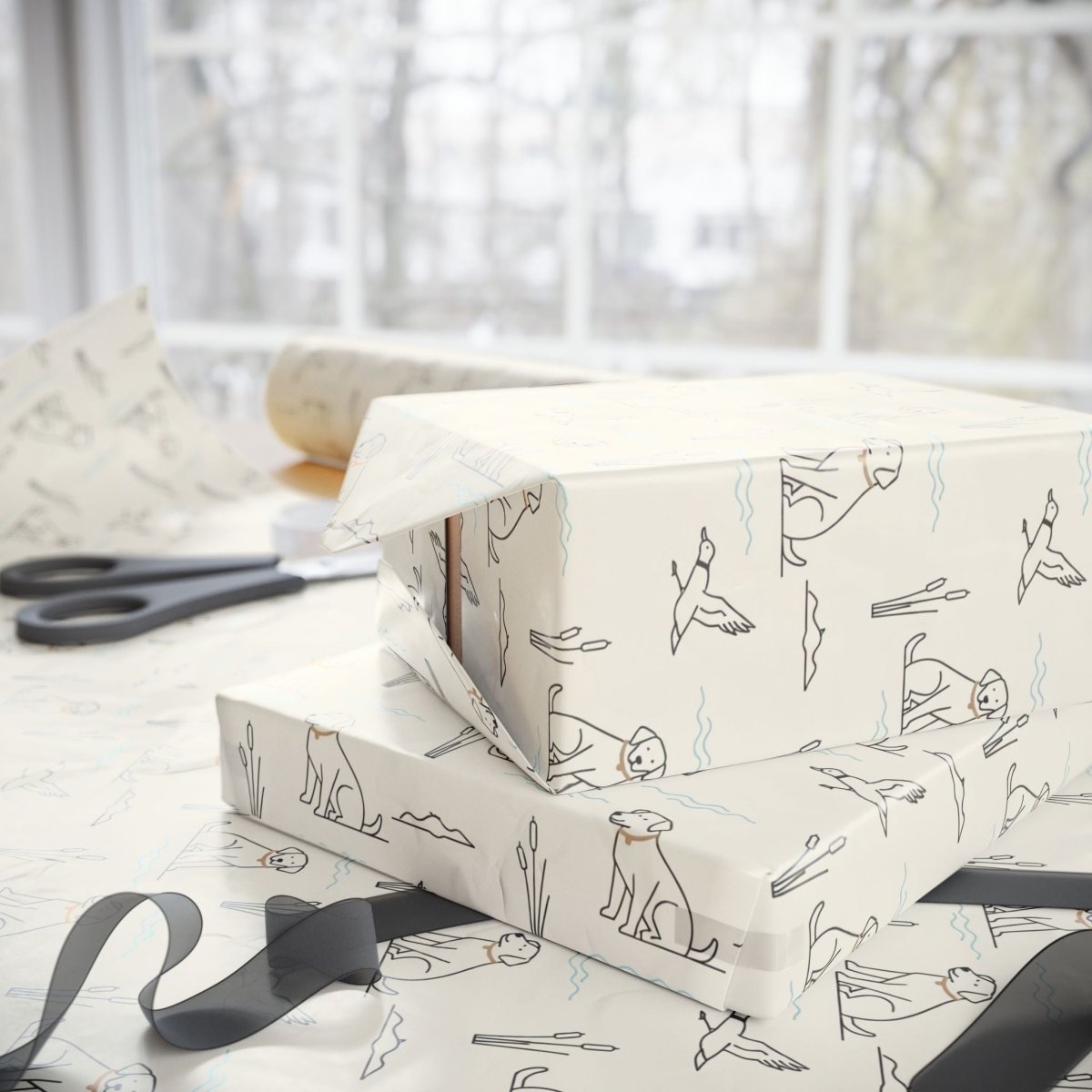 Quiet Waters – Minimalist Hunting Lab Wrapping Paper