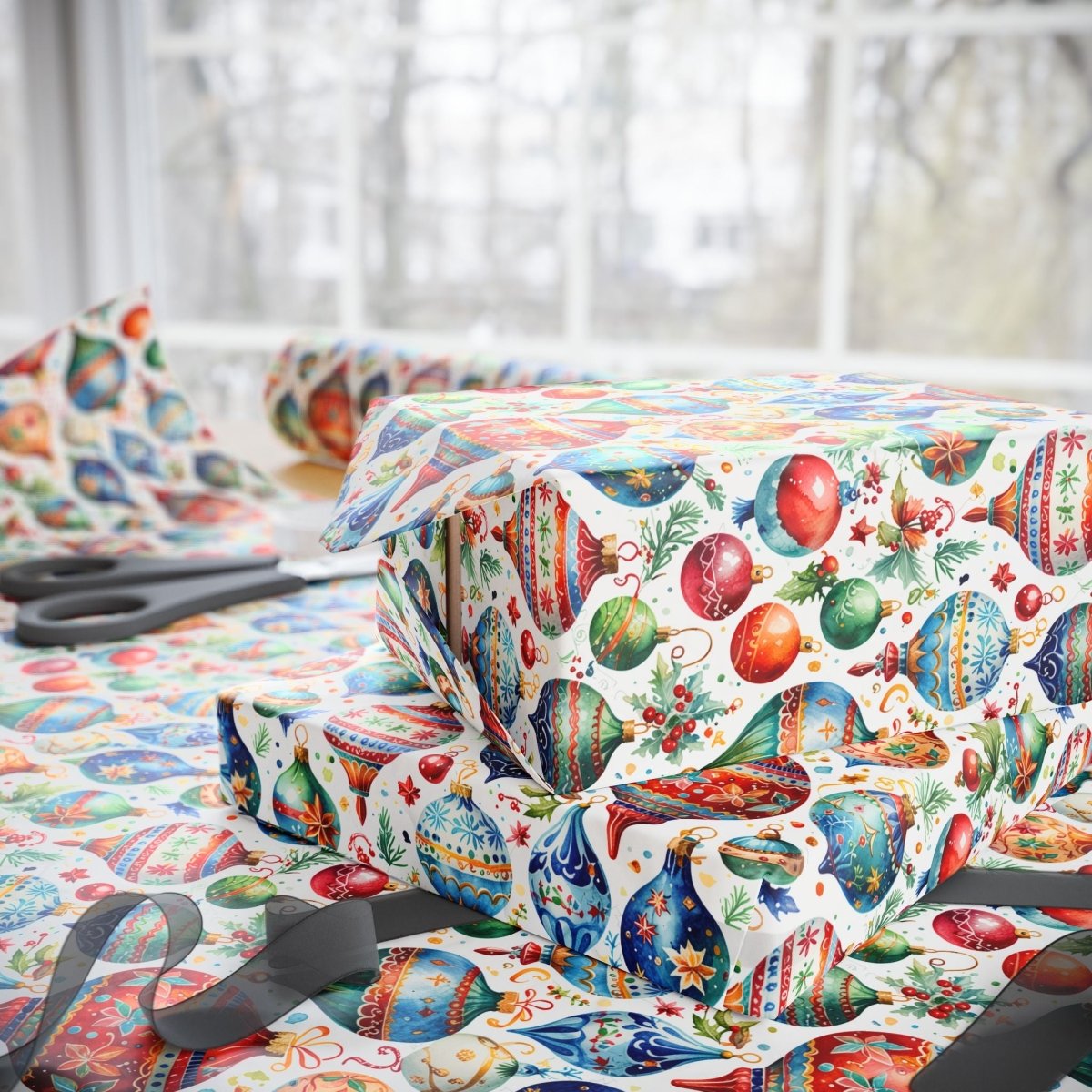 Shiny Things & Holiday Flings – Vintage Ornament Wrapping Paper That Slays