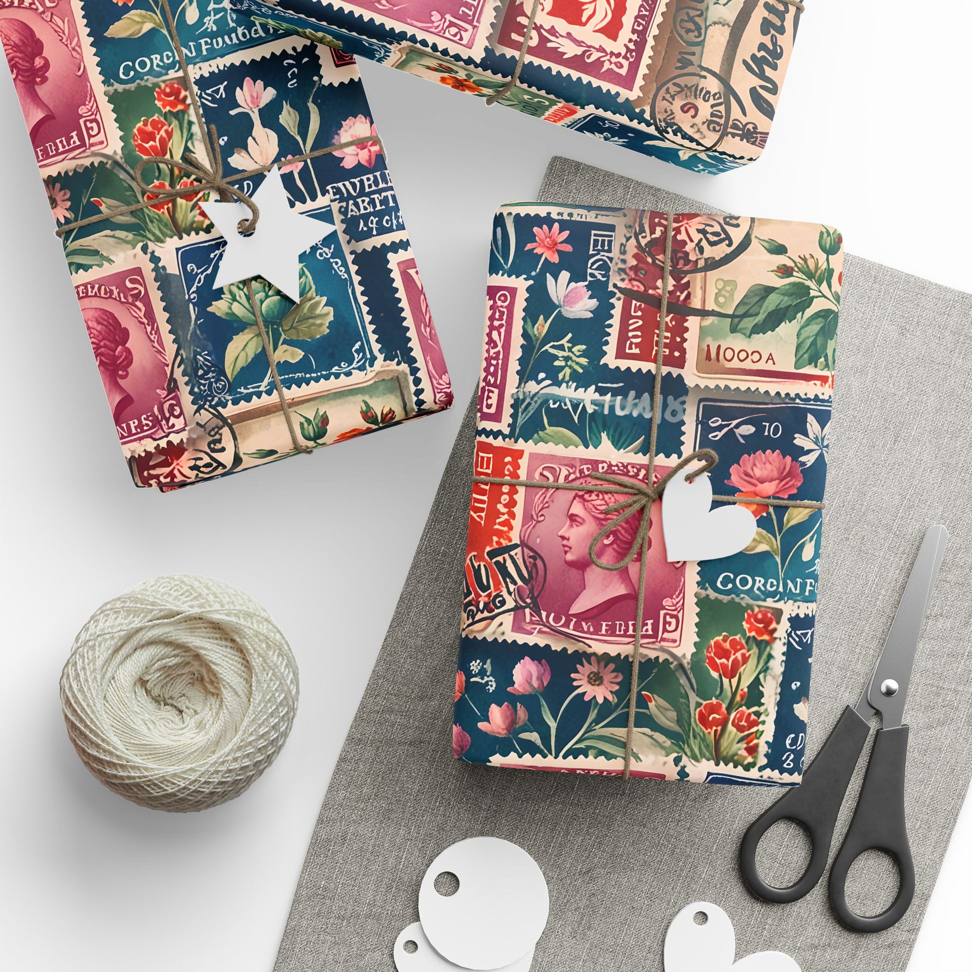 Love Stamps Gift Wrap for Valentine's Packages