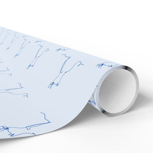Line Drawn Blue Cat Gift Paper