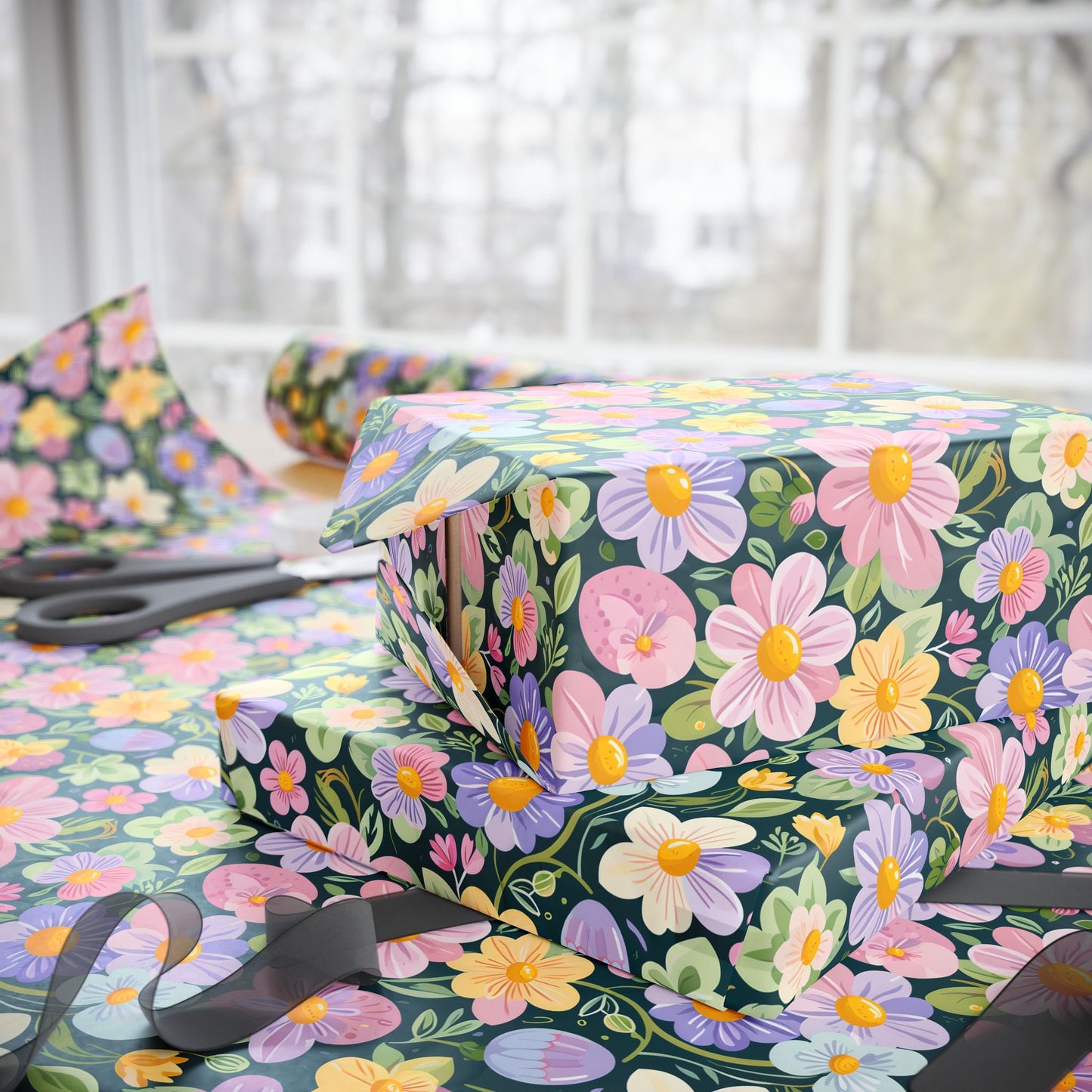 Vibrant Pastel Floral Wrapping Paper