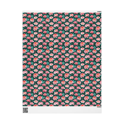 Pink & Green Floral Gift Wrapping Paper
