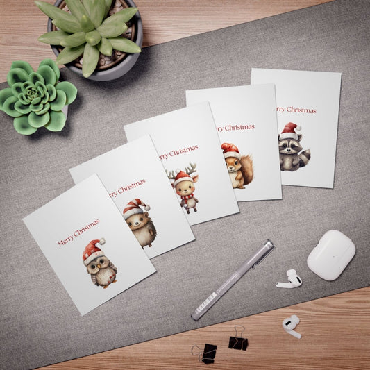 Cute Woodland Animals Christmas Cards (5-Pack)