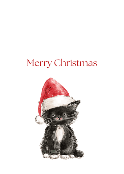 Christmas Hat Kitten Greeting Cards (25-Pack)