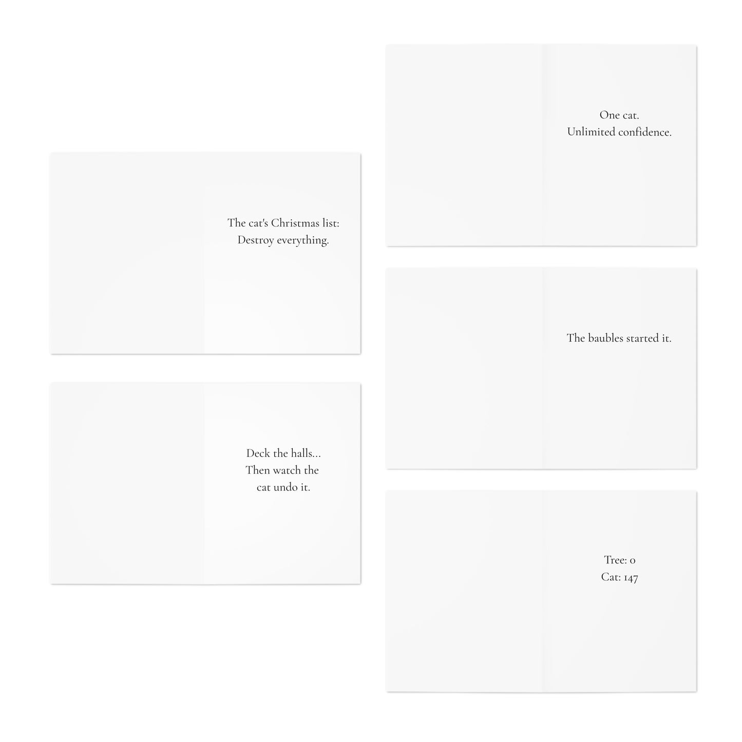 Funny Christmas (Cats - Set 2) Greeting Card Pack | Set of 5 Holiday Cards | Cute & Cheeky Christmas Cards
