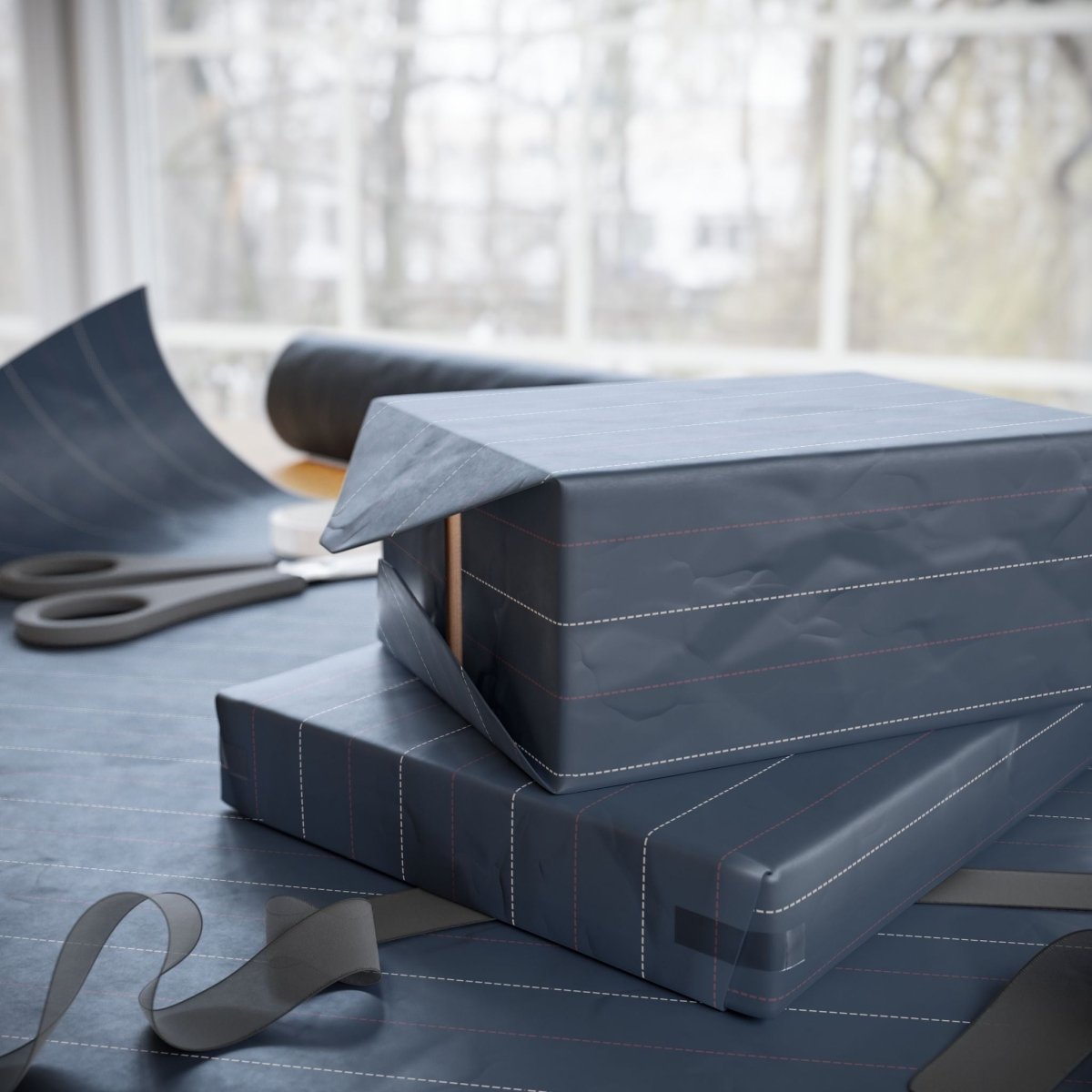 Elegant Navy Striped Wrapping Paper