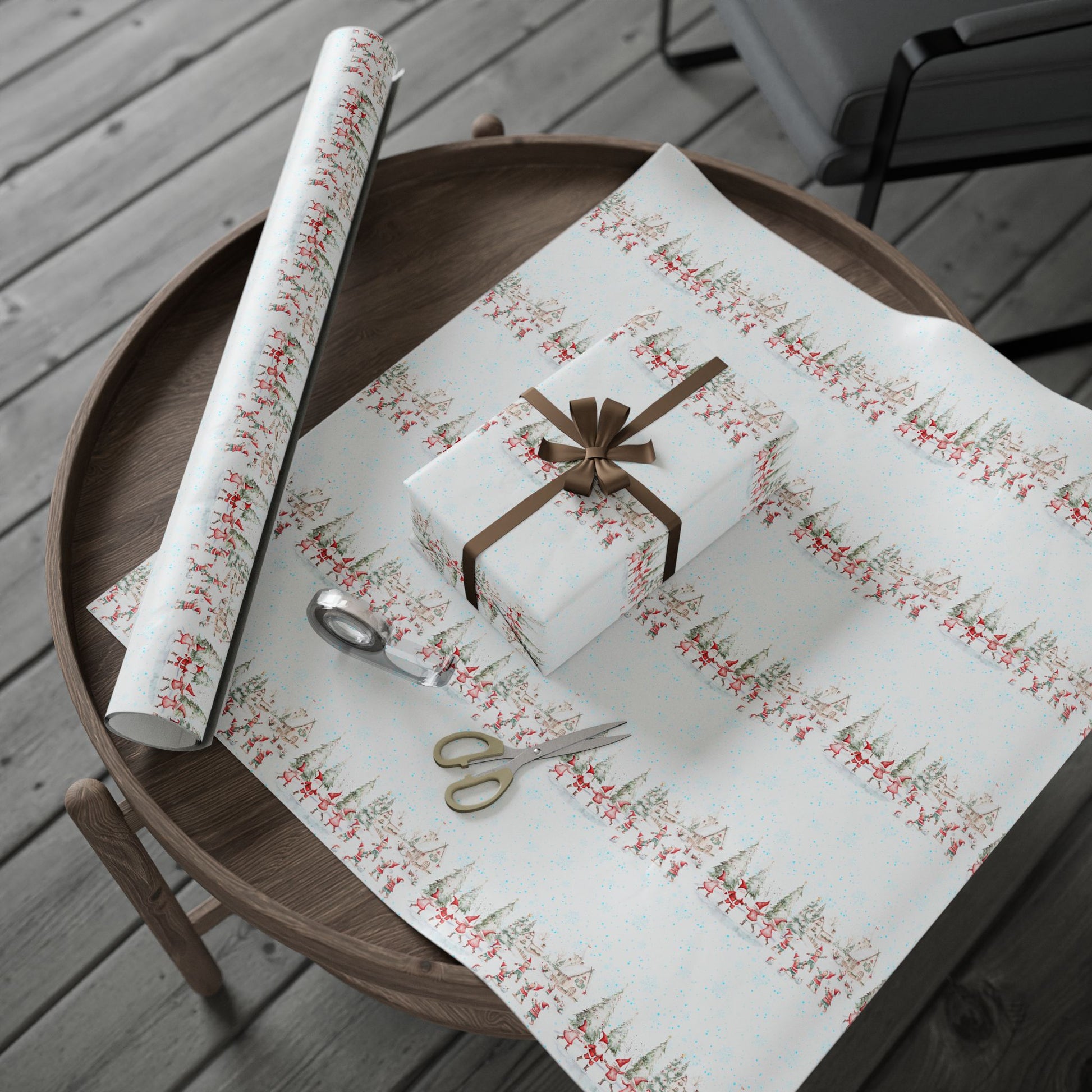Tinsel Tango – Dancing Elves in a Winter Wonderland Wrapping Paper