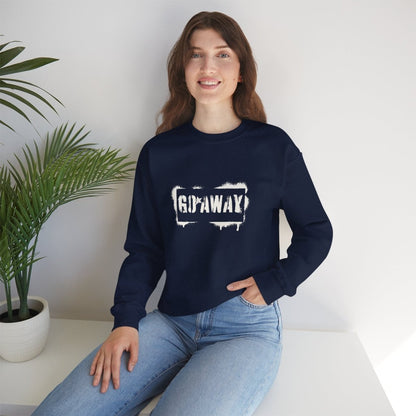 Crewneck Sweatshirt - 'Go Away' Stencil Graphic Cozy Pullover