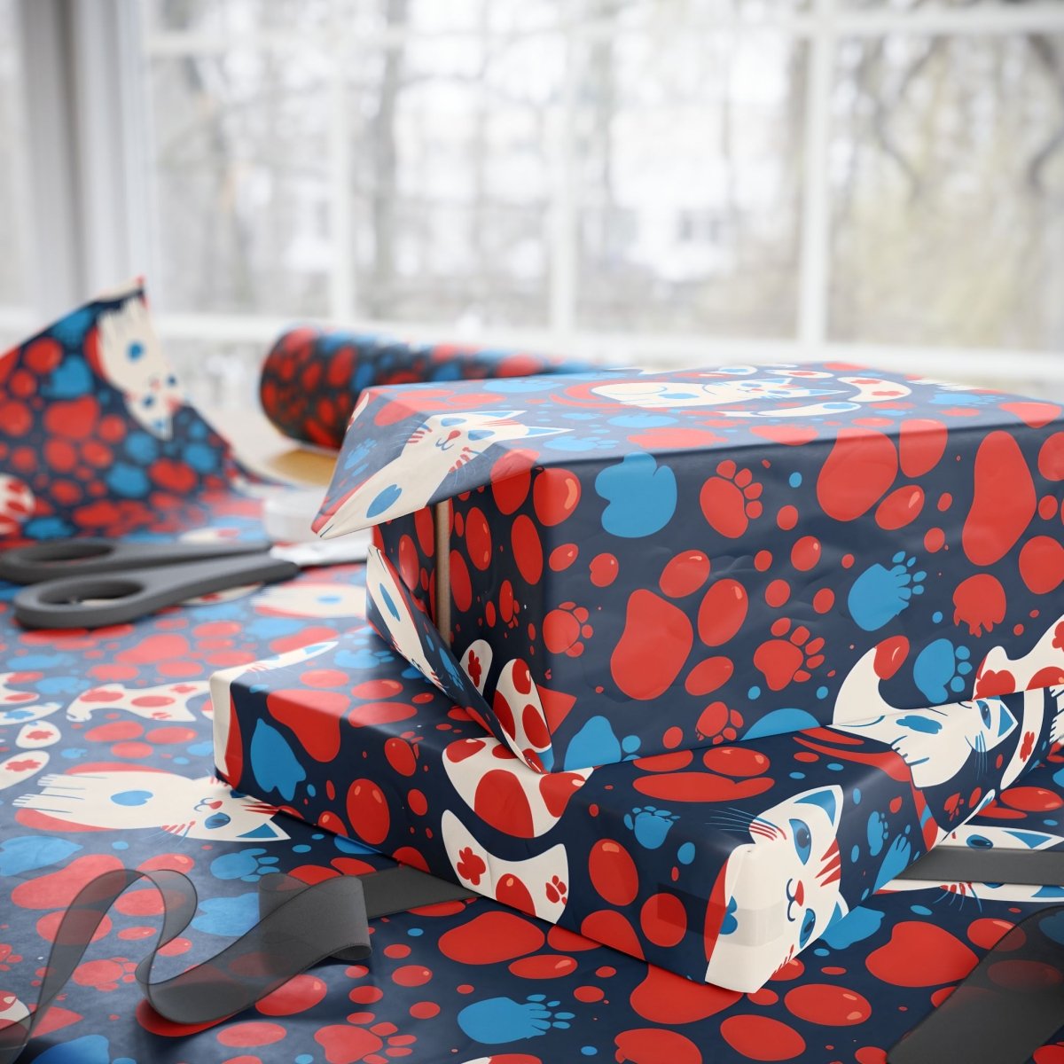 Retro Cat Design Wrapping Paper: Whisker Wonderland Gift Wrap