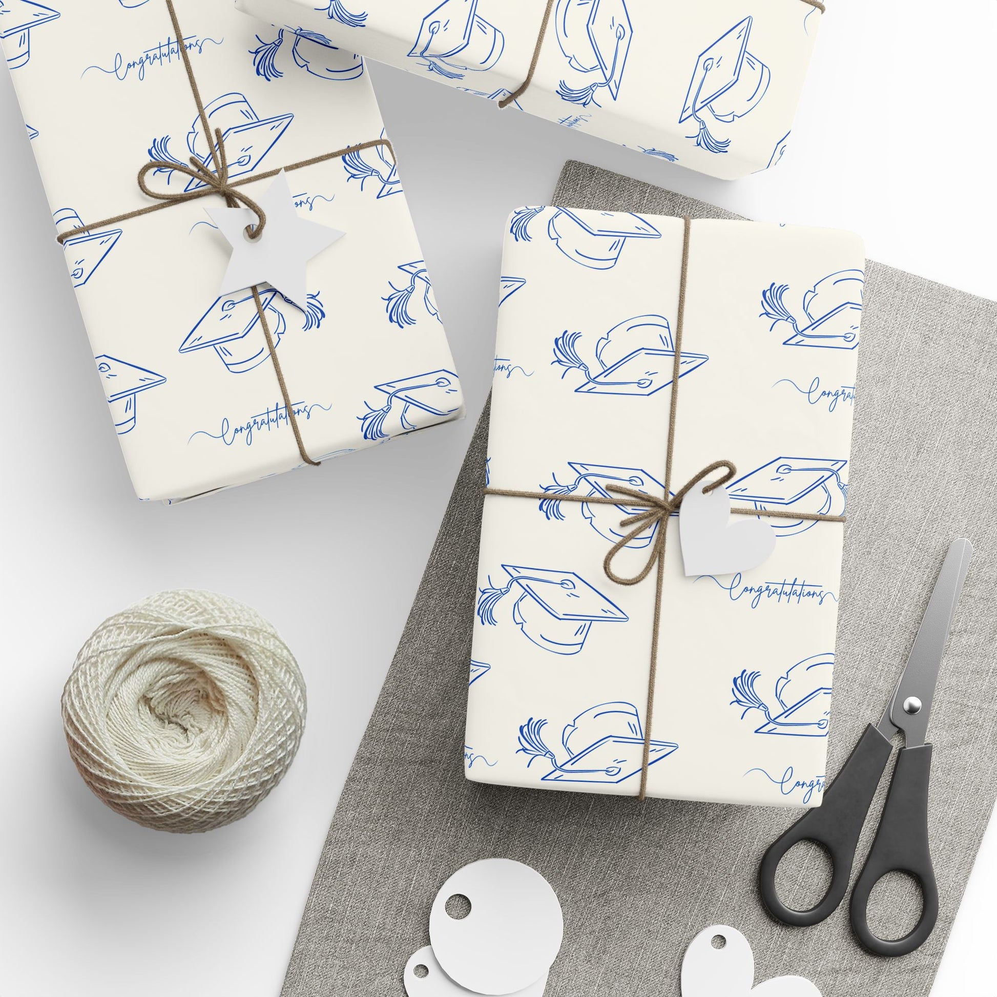 White and Blue Graduation Wrapping Paper