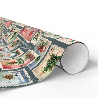 First - Class Festive – Vintage Holiday Stamps Wrapping Paper
