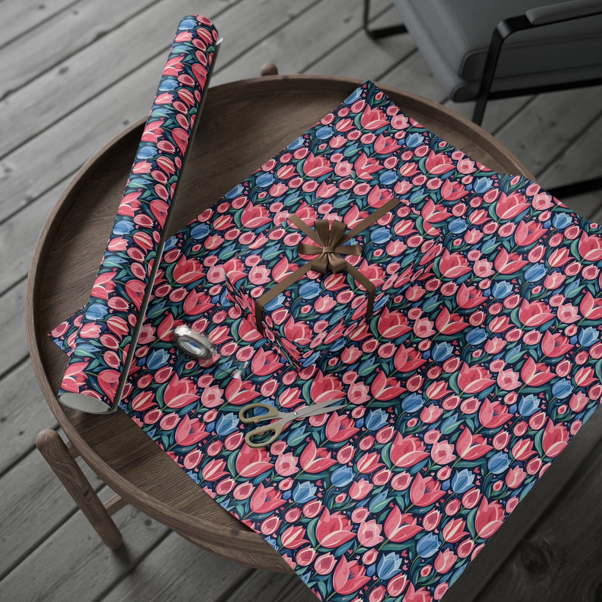 Vibrant Tulip Floral Wrapping Paper Roll